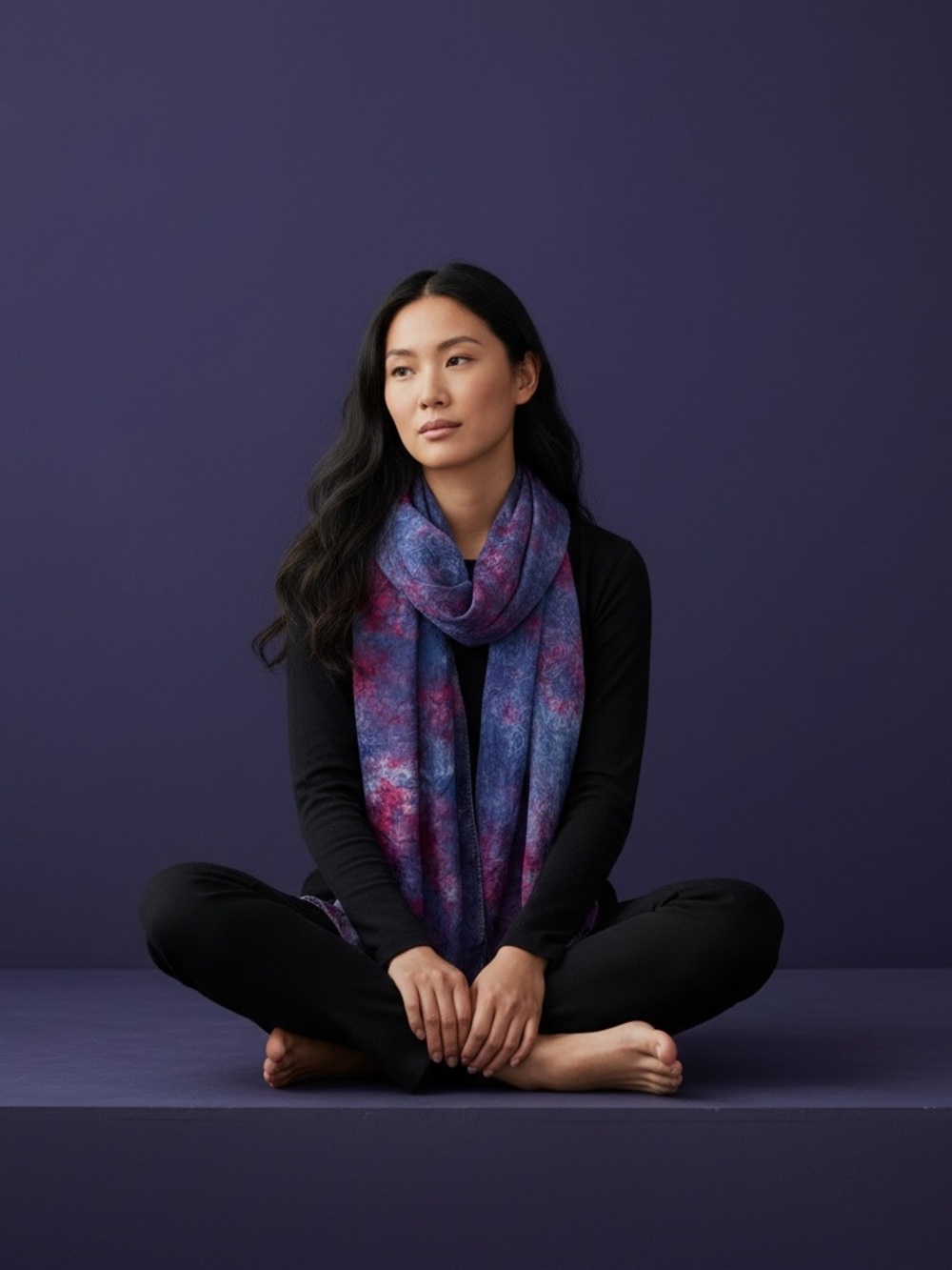NEW Reyan Designs Silk Jacquard Hand Dyed Long Scarf Wrap Jewel Tone  #2270